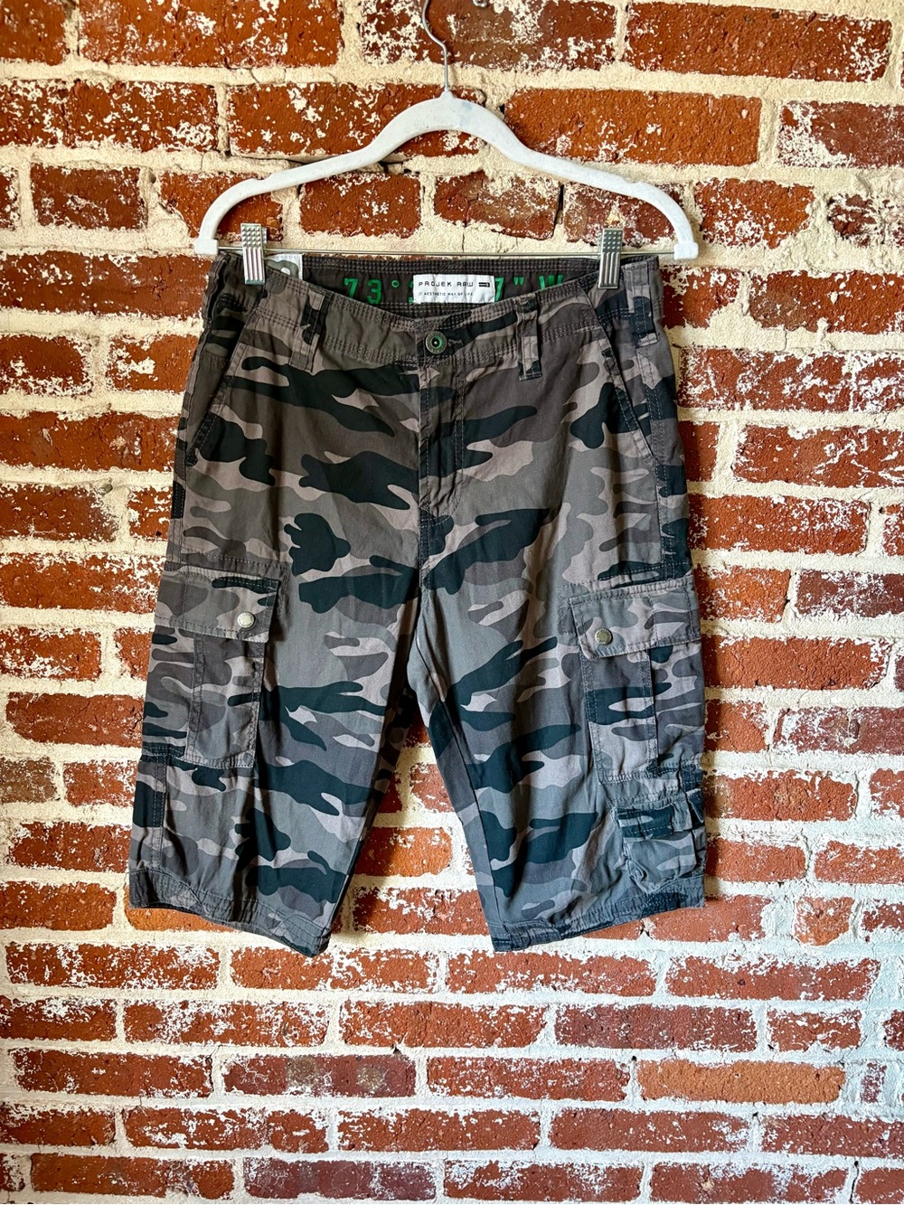 Y2K Projek Raw Camo Cargo Shorts